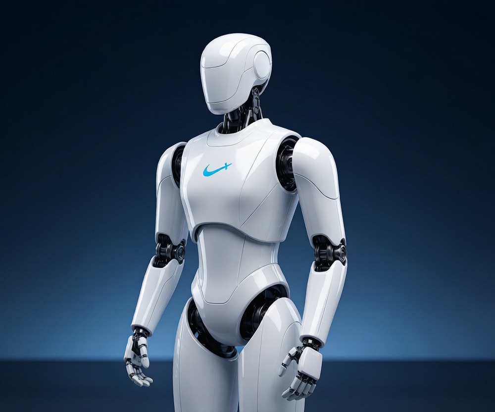 Full view of a Velabot industrial humanoid robot